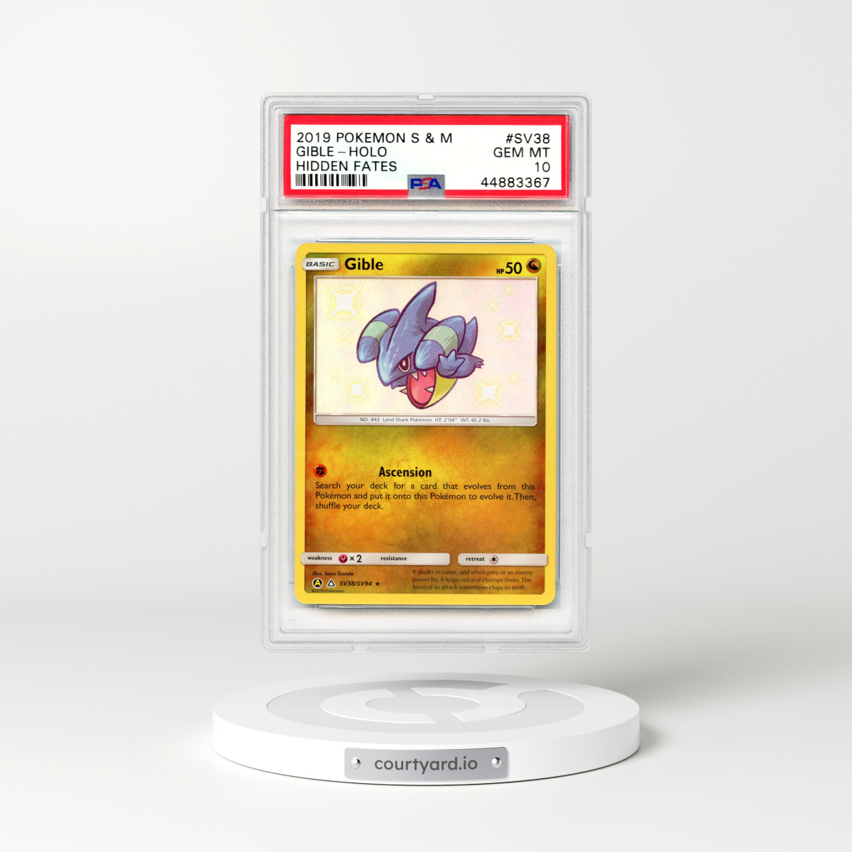 2019 Hidden Fates #SV38 Gible - Holo (PSA 10 GEM MINT)