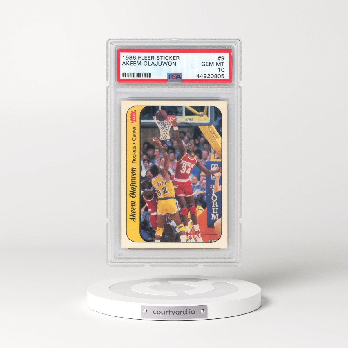 1986 Fleer Sticker #9 Akeem Olajuwon (PSA 10 GEM MINT)