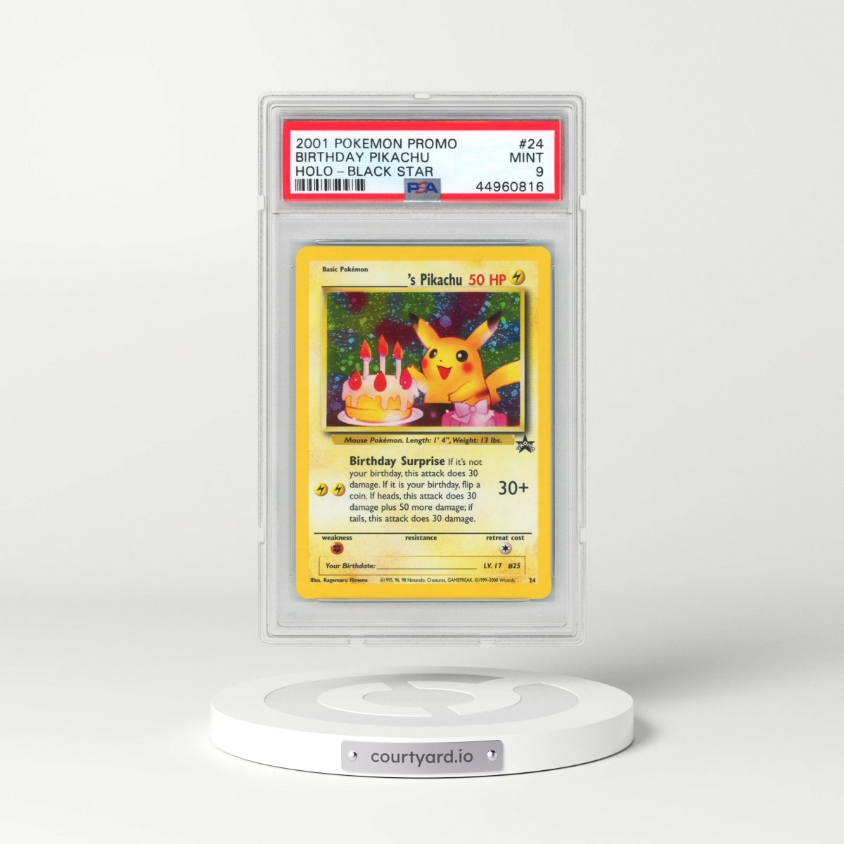 2000 Pokémon Promo Black Star #24 Birthday Pikachu - Holo (PSA 9 MINT)