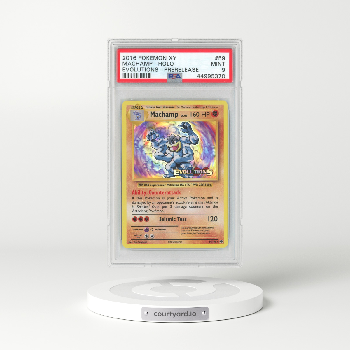 2016 Evolutions #59 Machamp - Holo Prerelease (PSA 9 MINT)