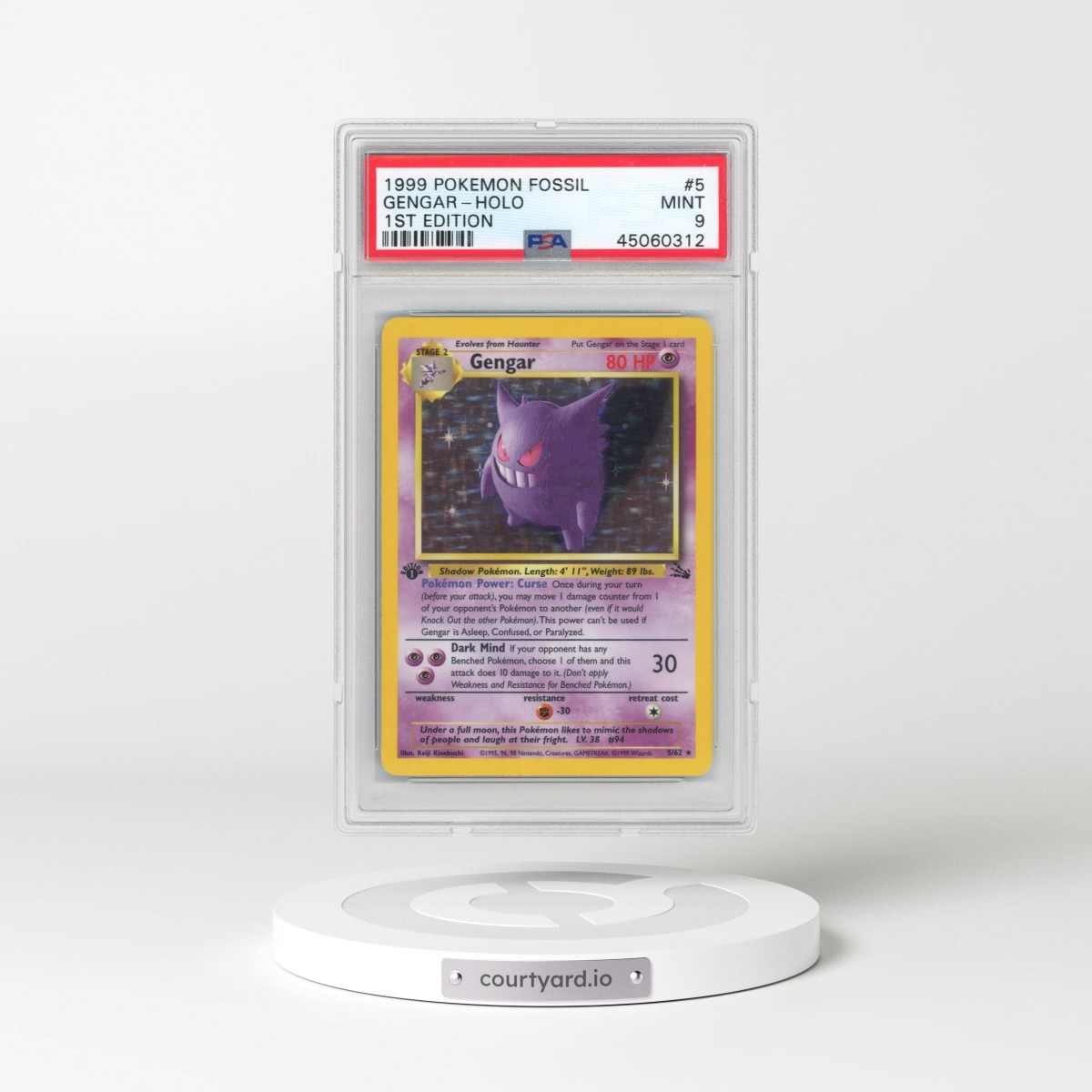 1999 Pokémon Fossil #5 Gengar - 1st Edition Holo (PSA 9 MINT)