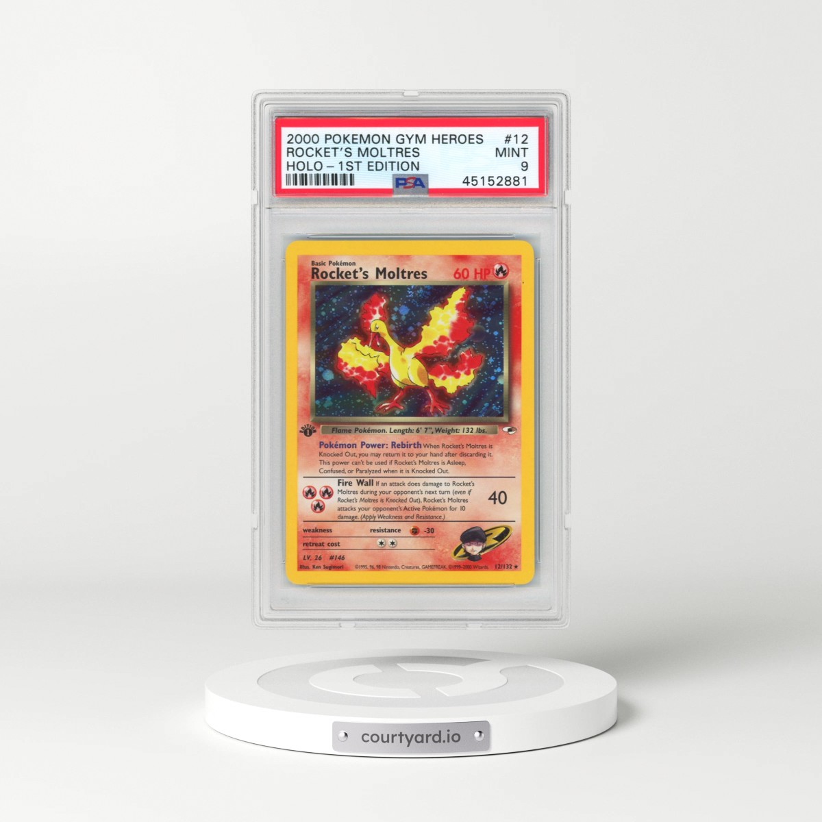 2000 Pokémon Gym Heroes #12 Rocket's Moltres - 1st Edition Holo (PSA 9 MINT)