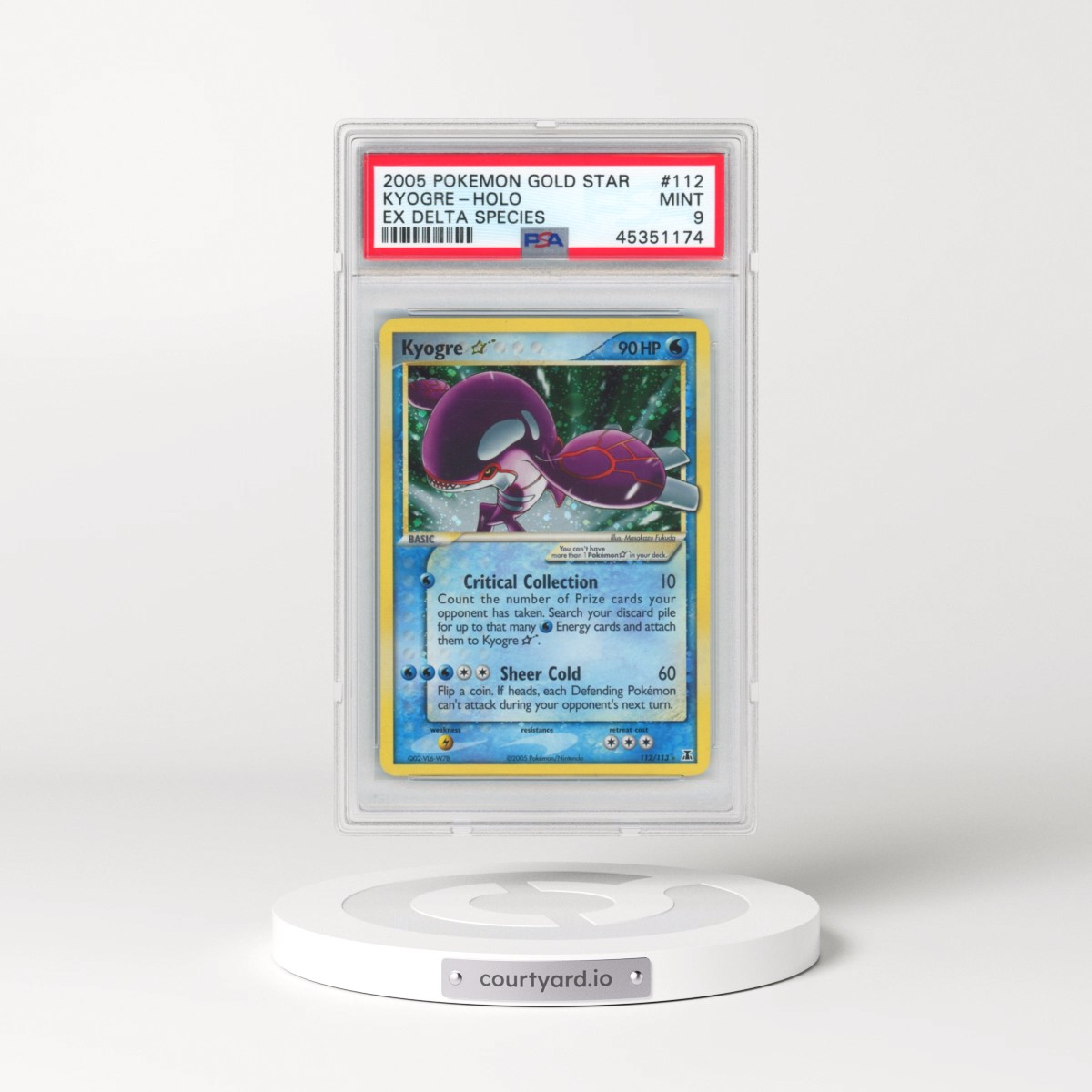 2005 Pokémon EX Delta Species #112 Kyogre - Holo Gold Star (PSA 9 MINT)