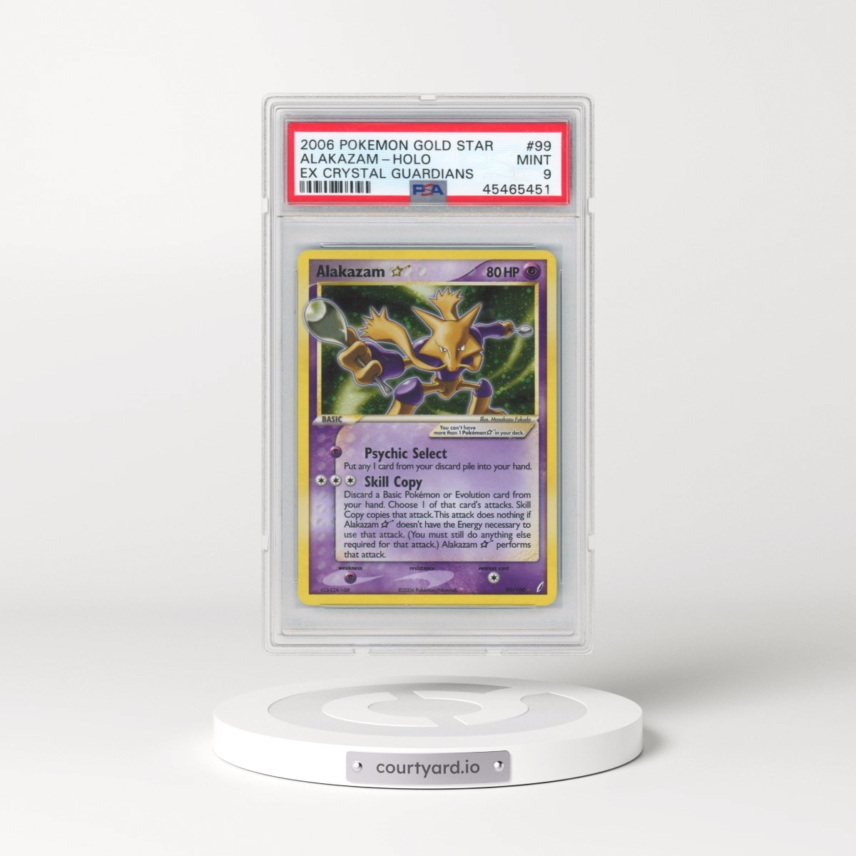 2006 Pokémon EX Crystal Guardians #99 Alakazam - Holo Gold Star (PSA 9 MINT)