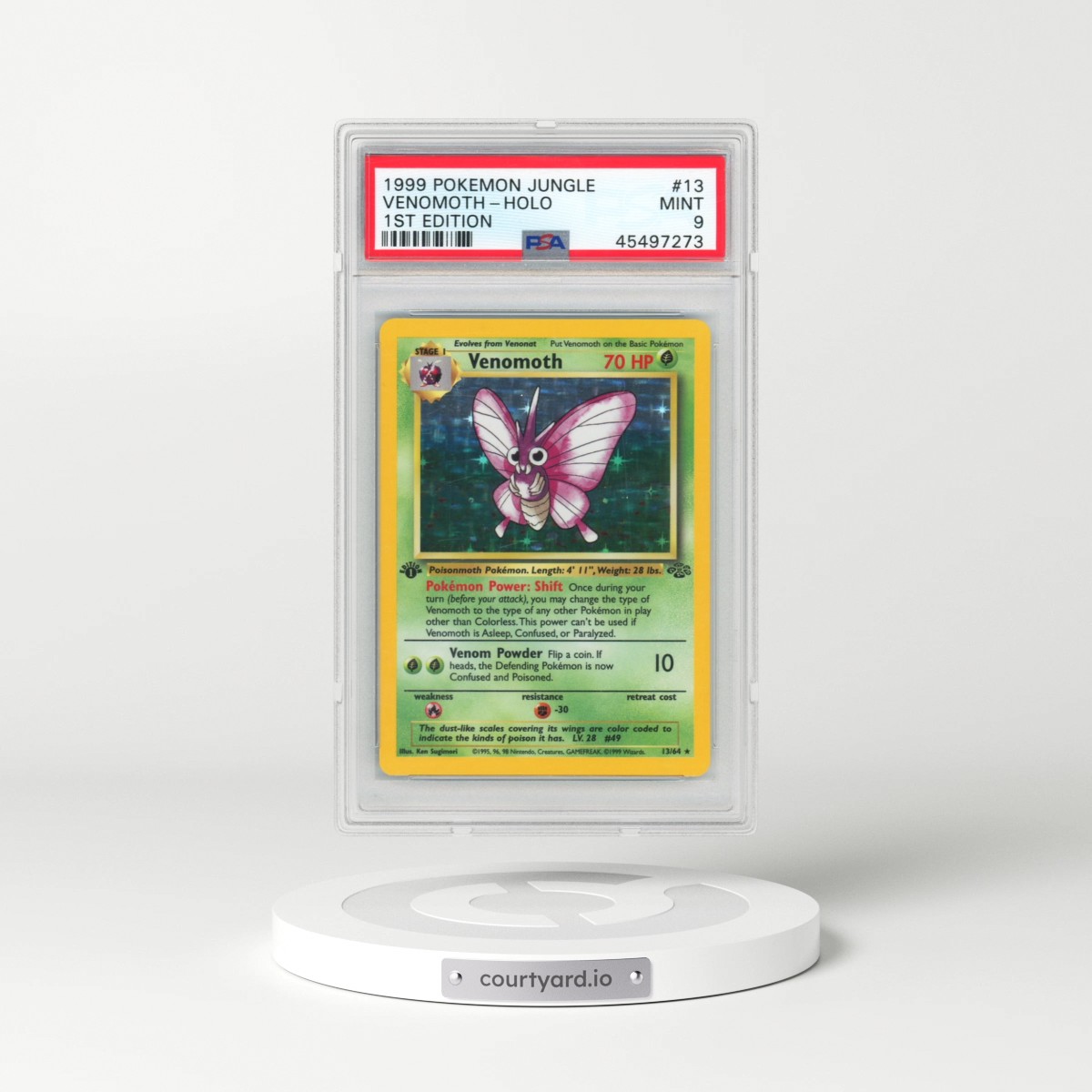1999 Pokémon Jungle #13 Venomoth - 1st Edition Holo (PSA 9 MINT)