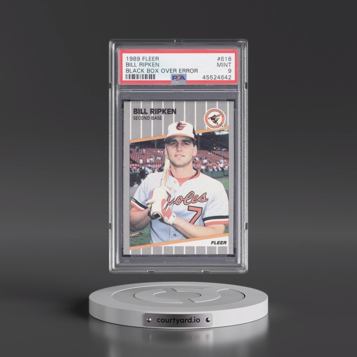 1989 Fleer #616 Bill Ripken - Black Box Over Error (PSA 9 MINT)