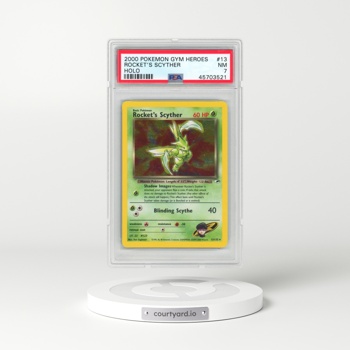 2000 Pokémon Gym Heroes #13 Rocket's Scyther - Holo (PSA 7 NM)