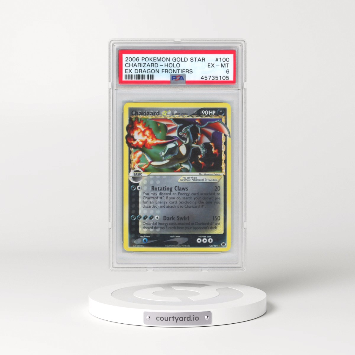 2006 Pokémon EX Dragon Frontiers #100 Charizard - Holo Gold Star (PSA 6 EX-MT)