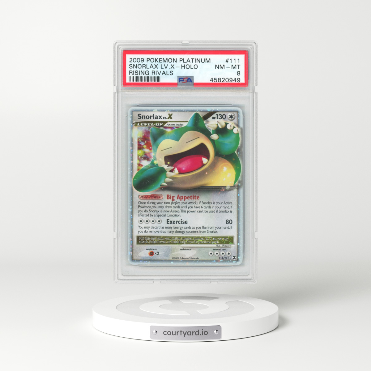 2009 Pokémon Platinum Rising Rivals #111 Snorlax LV.X - Holo (PSA 8 NM-MT)