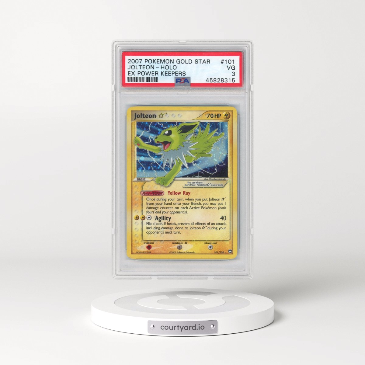 2007 Pokémon EX Power Keepers #101 Jolteon - Holo Gold Star (PSA 3 VG)