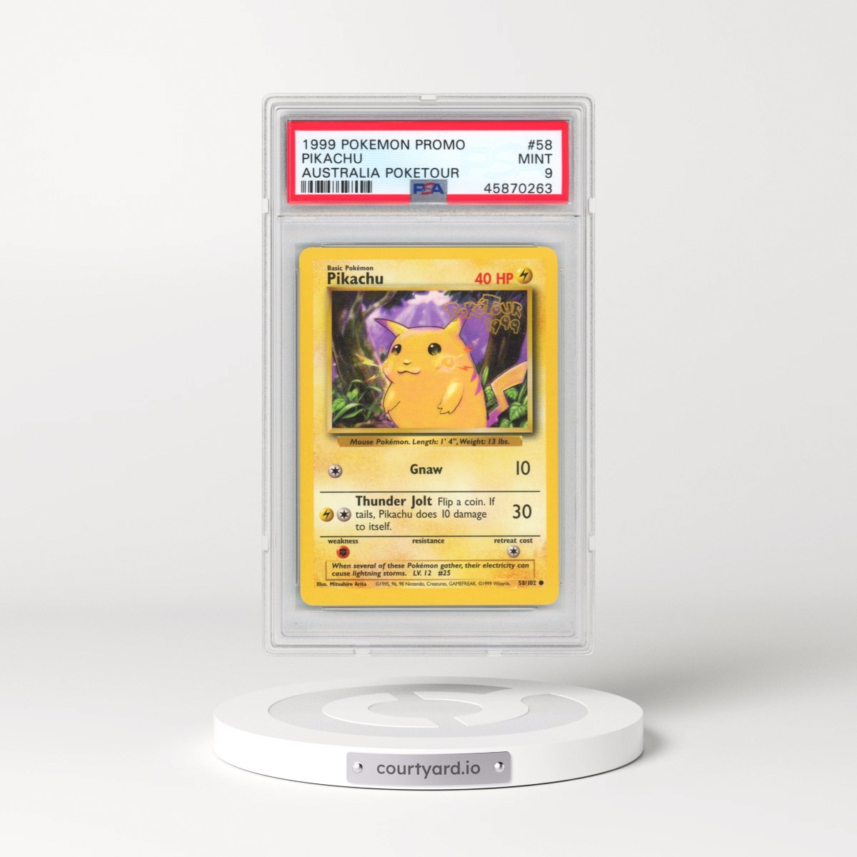 1999 Pokémon Game Promo #58 Pikachu - Australia Poketour (PSA 9 MINT)