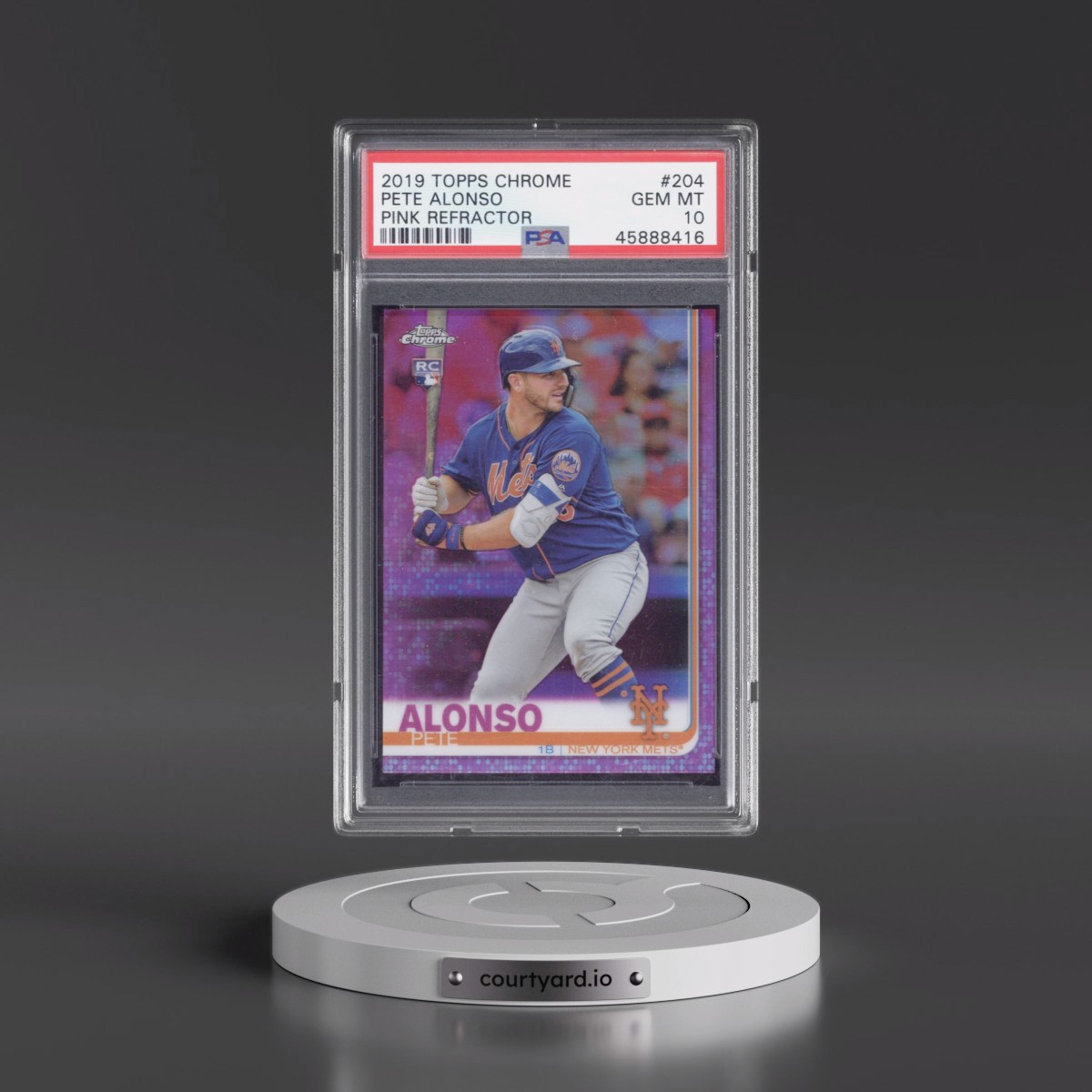 2019 Topps Chrome #204 Pete Alonso - Pink Refractor (PSA 10 GEM MINT)