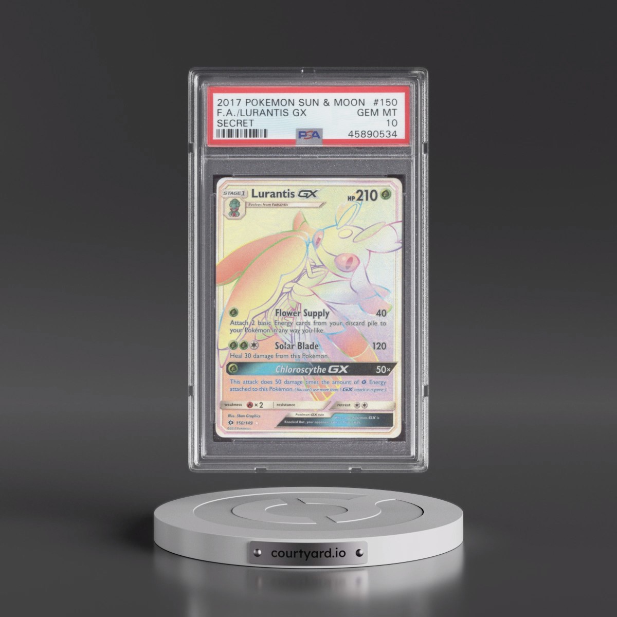 2017 Pokémon Sun & Moon #150 Lurantis GX - Holo Full Art Secret (PSA 10 GEM MINT)