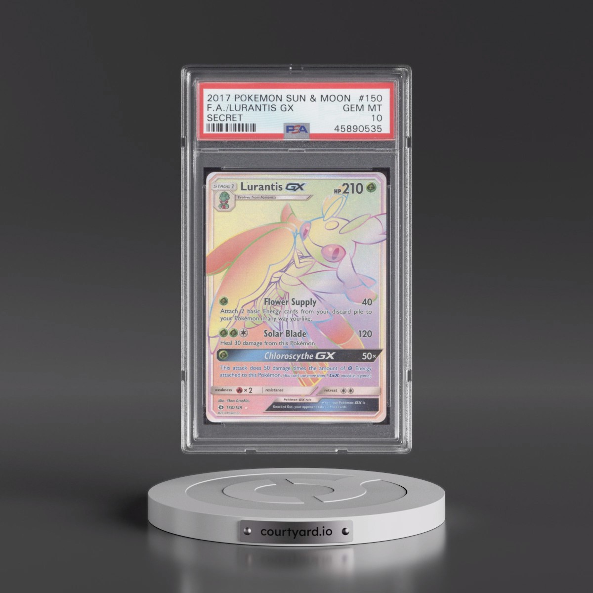 2017 Pokémon Sun & Moon #150 Lurantis GX - Holo Full Art Secret (PSA 10 GEM MINT)