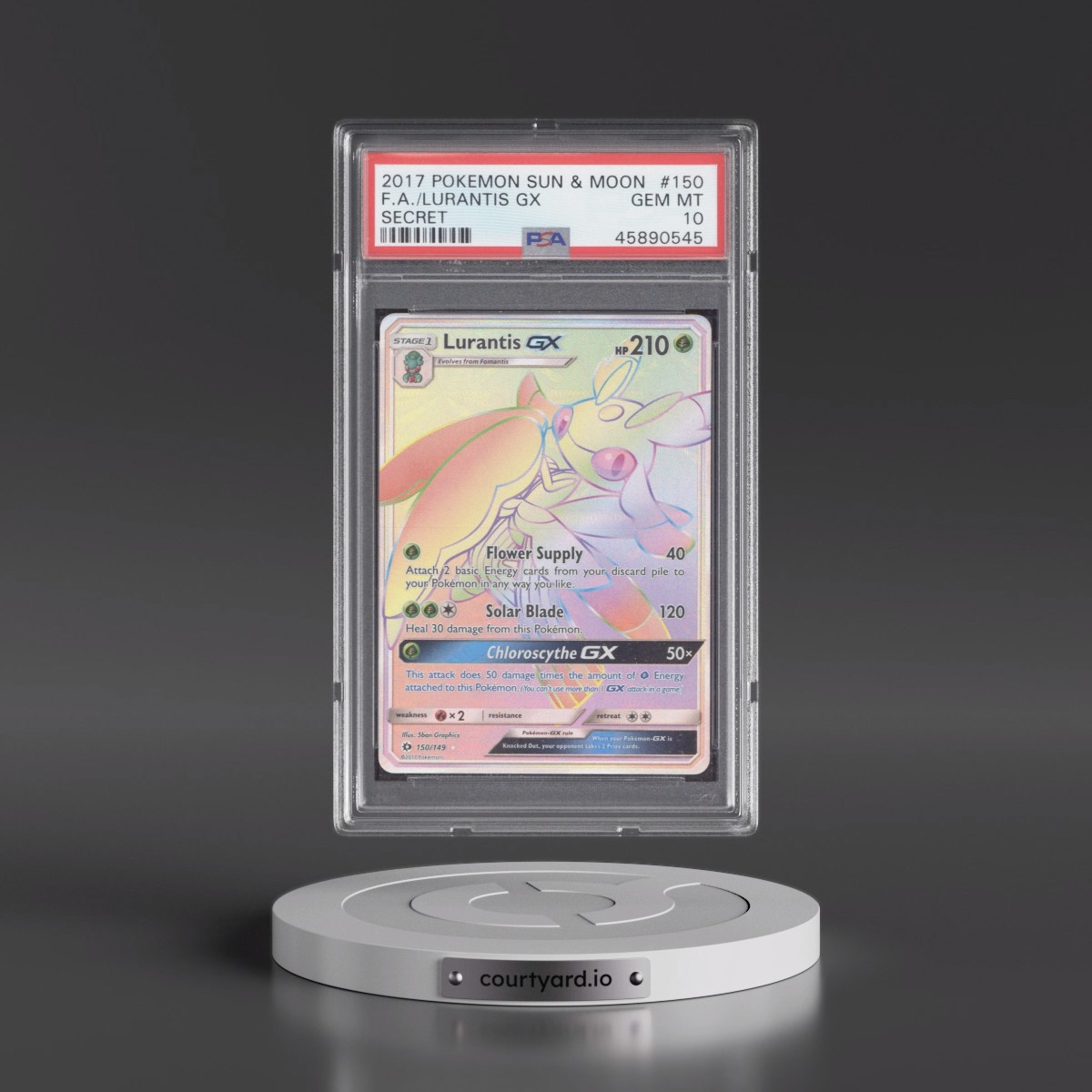 2017 Pokémon Sun & Moon #150 Lurantis GX - Holo Full Art Secret (PSA 10 GEM MINT)