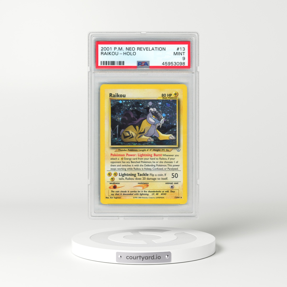2001 Pokémon Neo Revelation #13 Raikou - Holo (PSA 9 MINT)