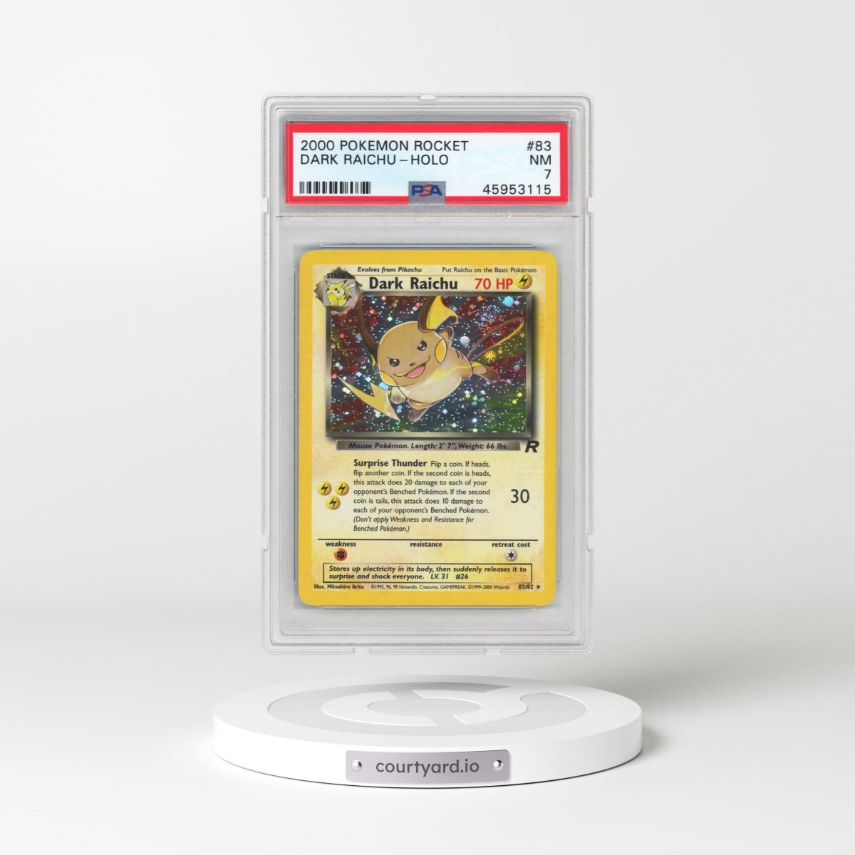2000 Pokémon Rocket #83 Dark Raichu - Holo (PSA 7 NM)