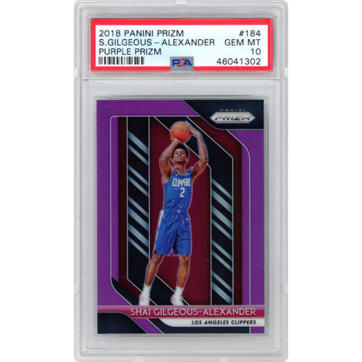 2018 Panini Prizm #184 Shai Gilgeous-Alexander - Purple Prizm (PSA 10 GEM MINT)