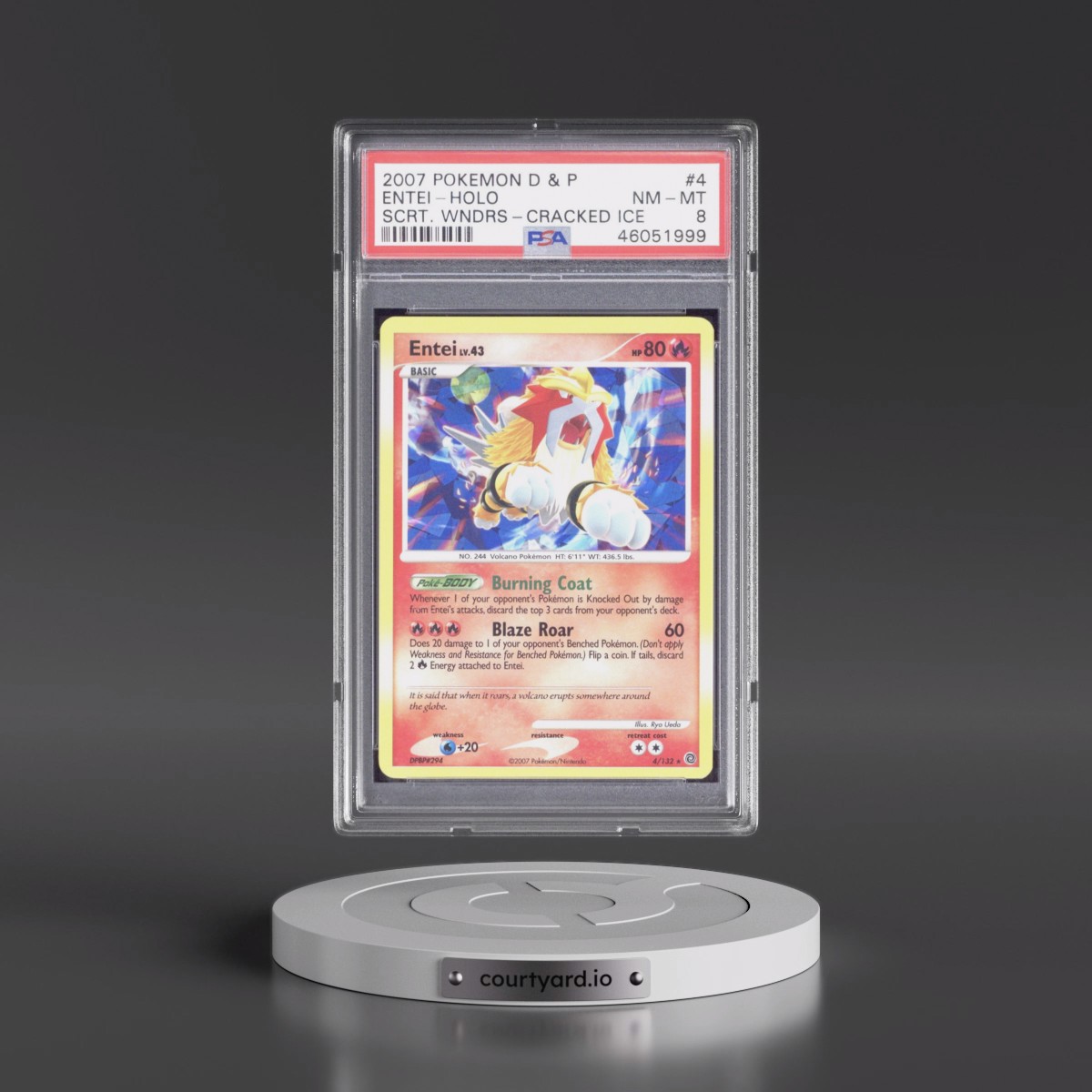 2007 Pokémon Diamond & Pearl Secret Wonders #4 Entei - Holo Cracked Ice (PSA 8 NM-MT)