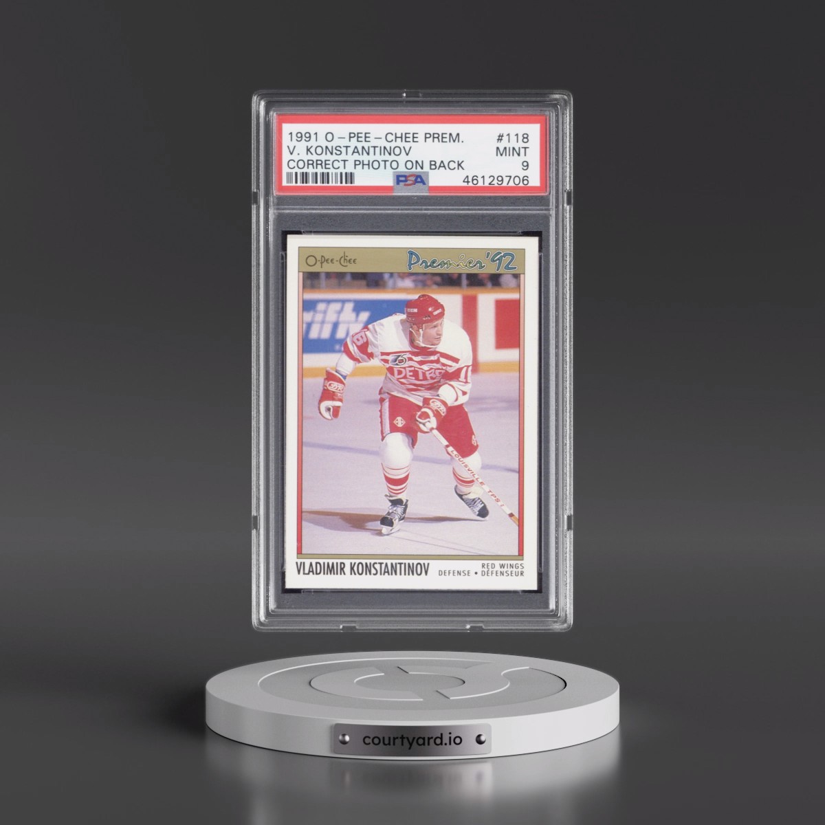 1991 O-Pee-Chee Premier Vladimir Konstantinov - Correct Photo on Back #118 PSA 9