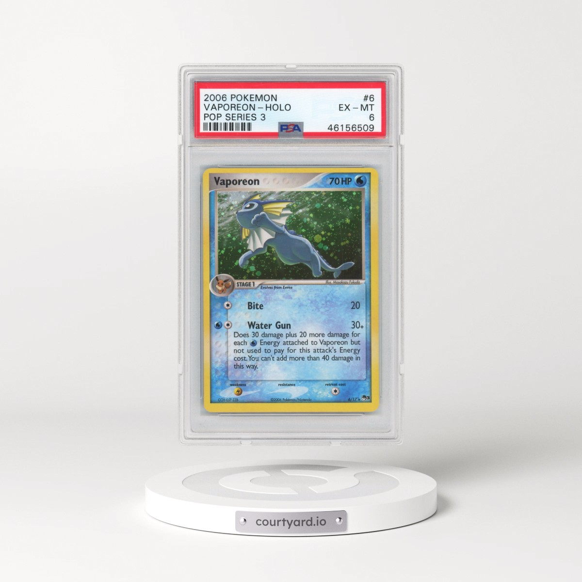 2006 Pokémon Pop Series 3 #6 Vaporeon - Holo (PSA 6 EX-MT)