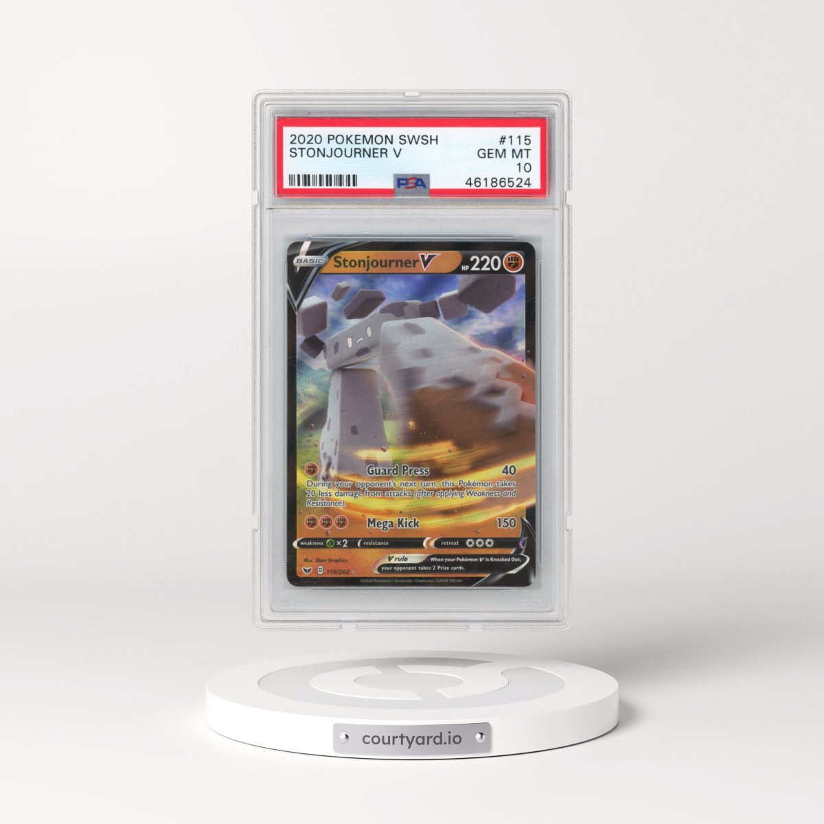 2020 Pokémon Sword & Shield #115 Stonjourner V - Holo (PSA 10 GEM MINT)