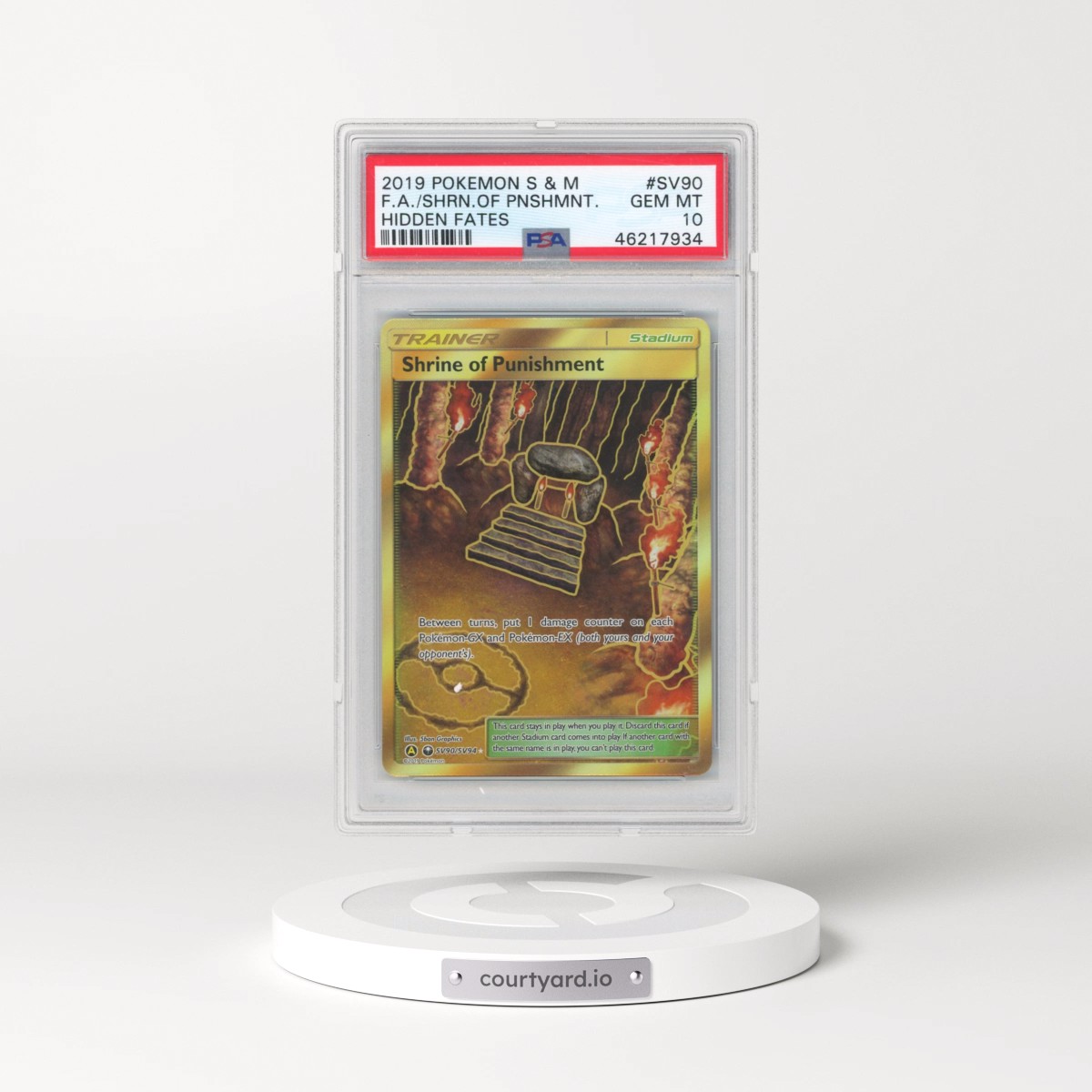 2019 Pokémon Sun & Moon Hidden Fates #SV90 Shrine of Punishment - Full Art (PSA 10 GEM MINT)