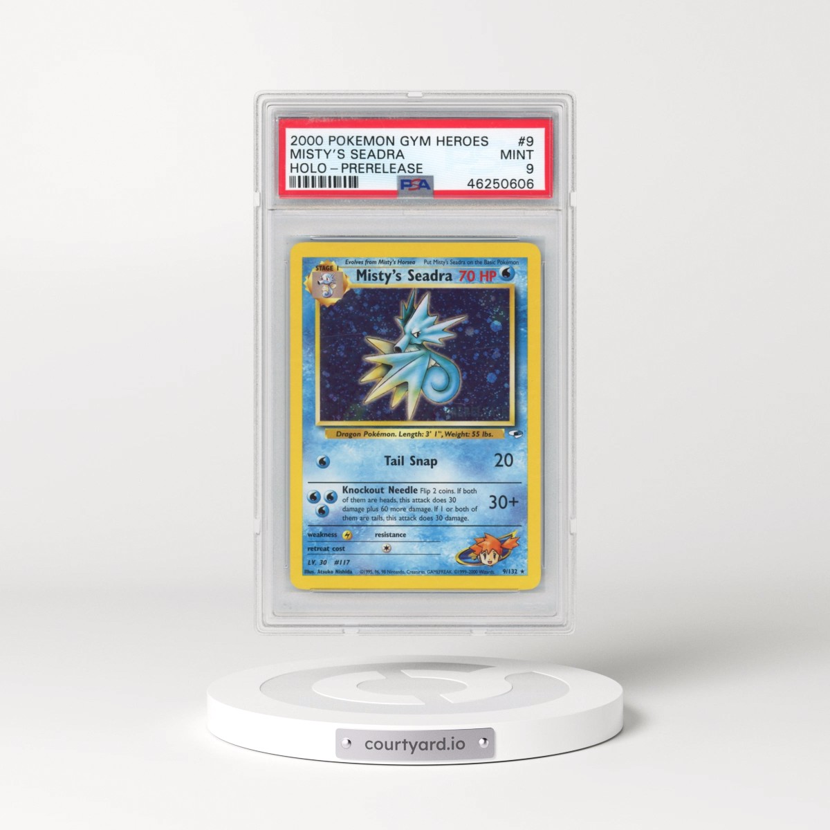 2000 Pokémon Gym Heroes #9 Misty's Seadra - Holo-Prerelease (PSA 9 MINT)