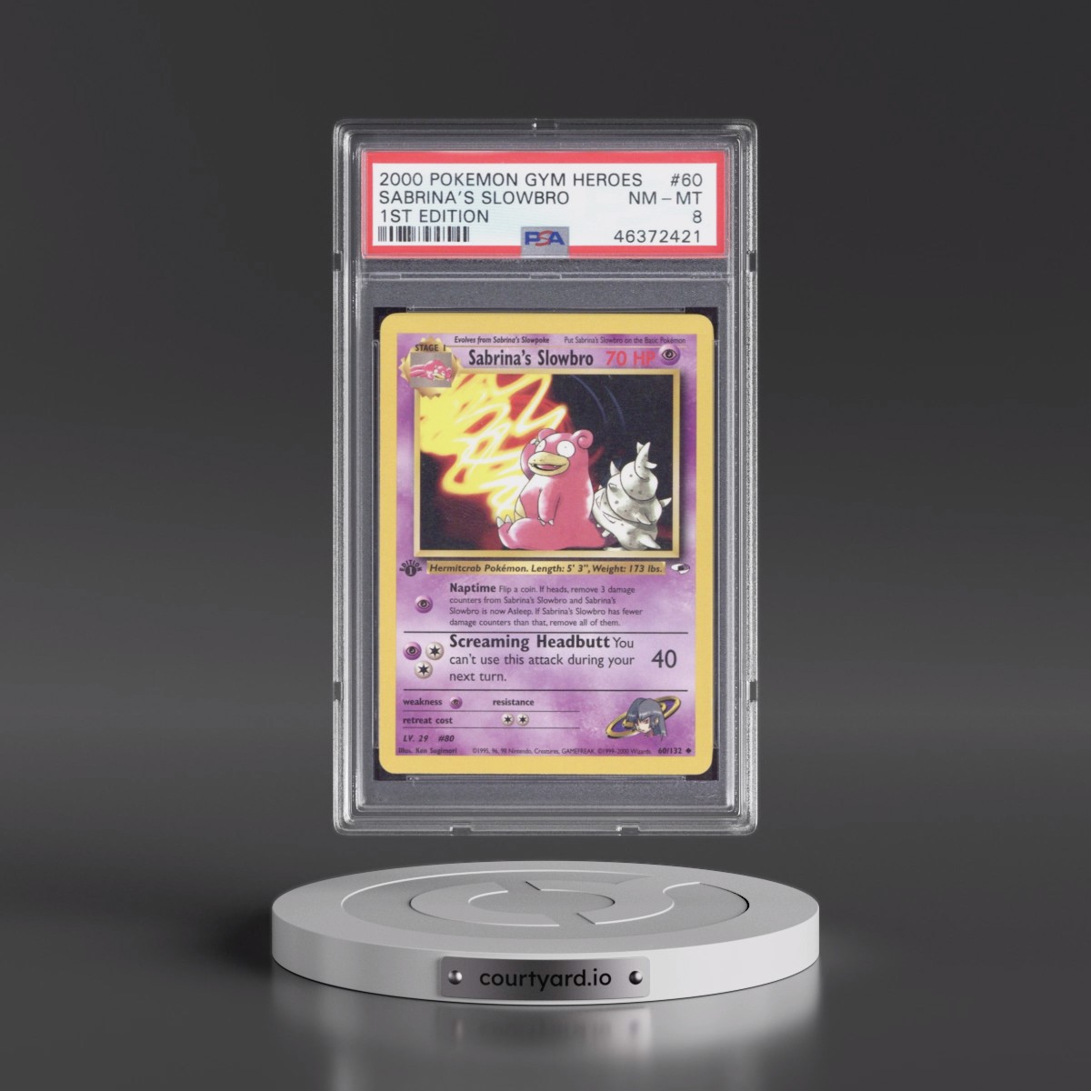2000 Pokémon Gym Heroes #60 Sabrina's Slowbro - 1st Edition (PSA 8 NM-MT)