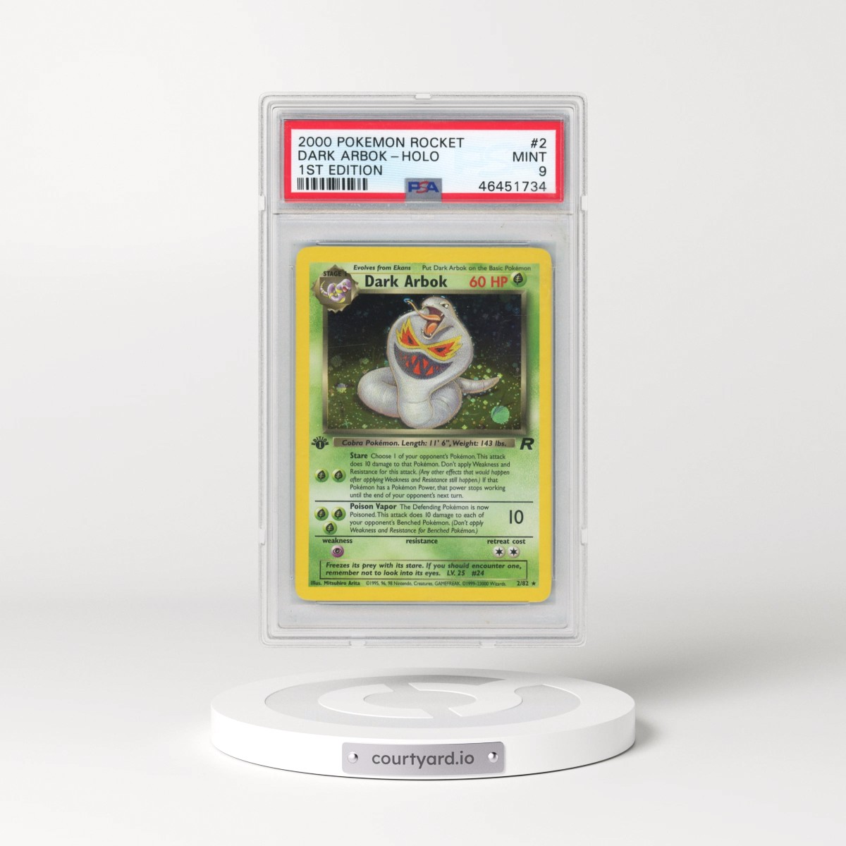 2000 Pokémon Rocket #2 Dark Arbok - 1st Edition Holo (PSA 9 MINT)