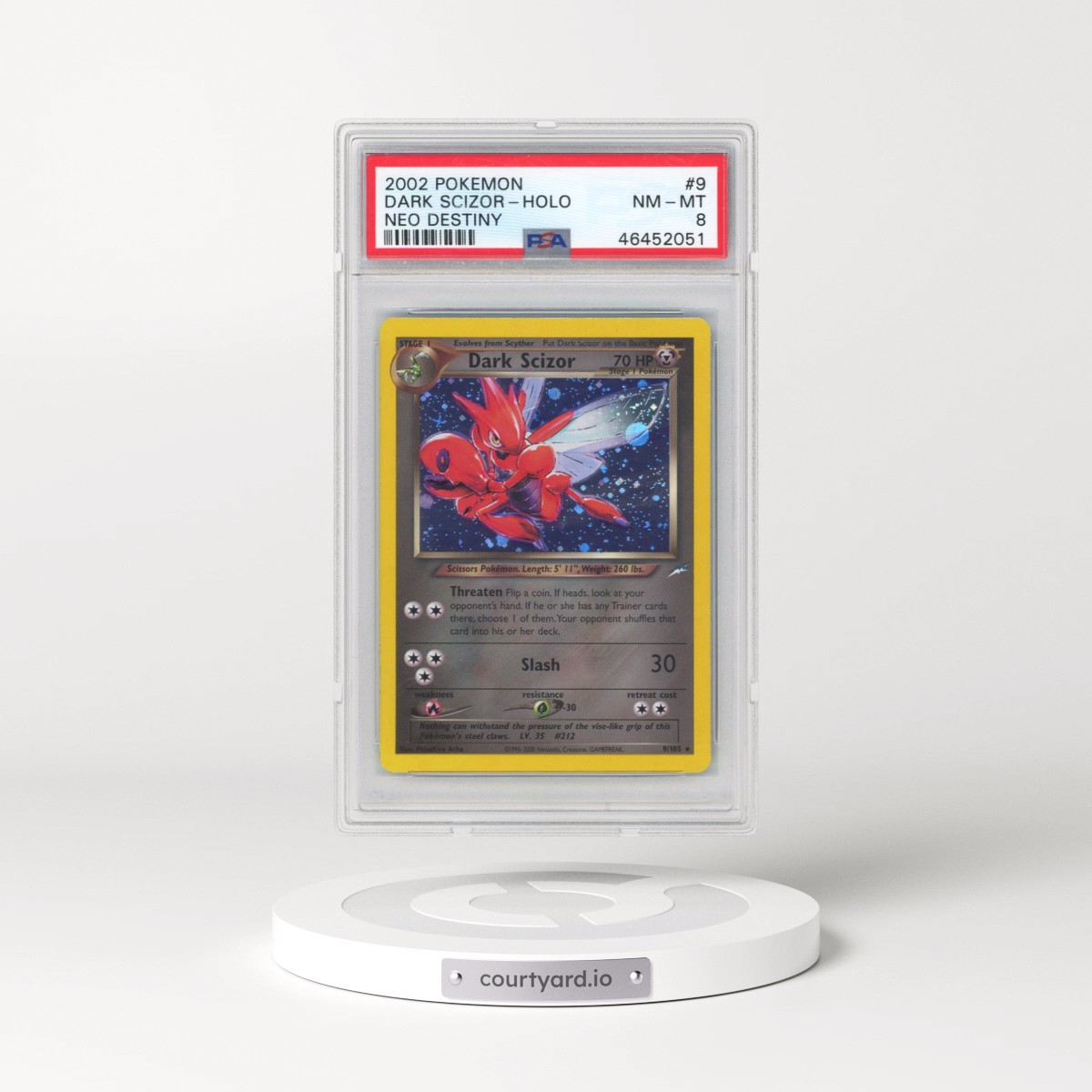 2002 Pokémon Neo Destiny #9 Dark Scizor - Holo (PSA 8 NM-MT)