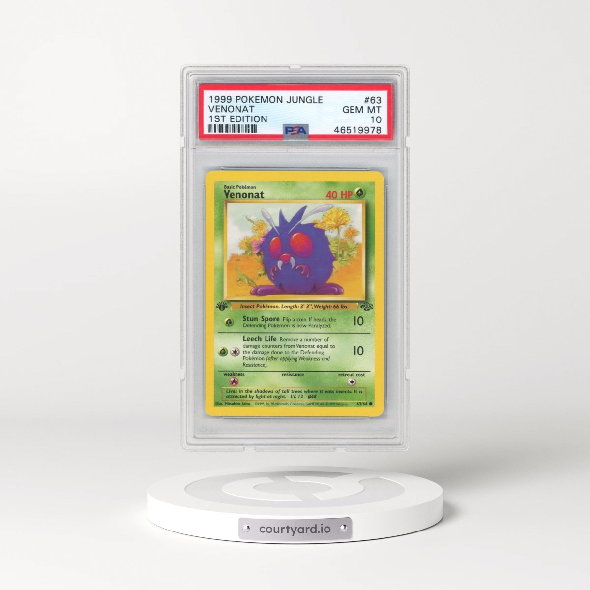 1999 Pokémon Jungle #63 Venonat - 1st Edition (PSA 10 GEM MINT)