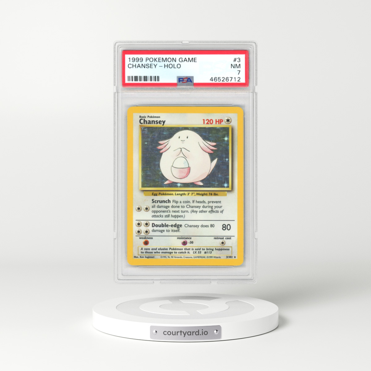 1999 Base Set #3 Chansey - Holo (PSA 7 NM)