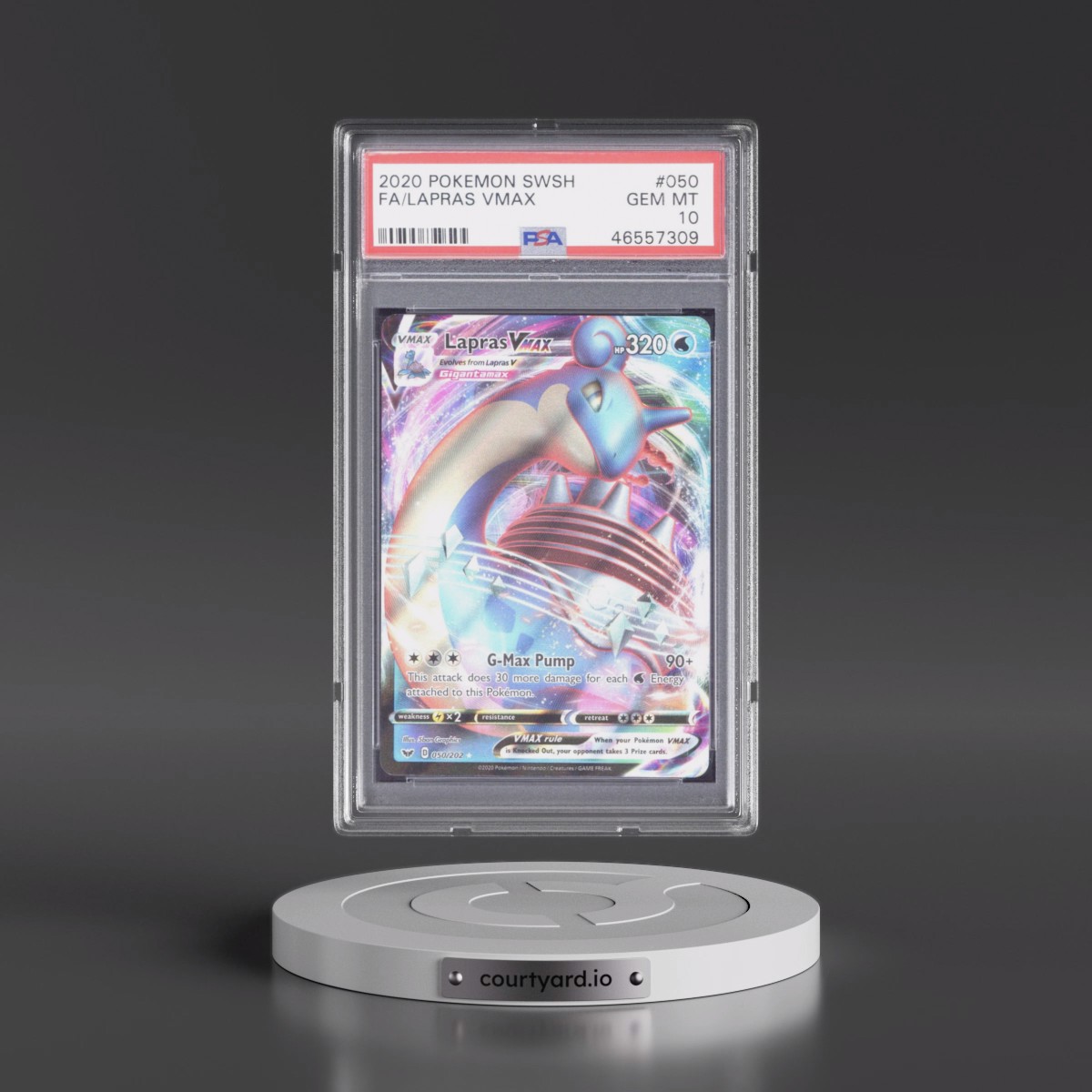 2020 Pokémon Sword & Shield #050 Lapras Vmax - Full Art (PSA 10 GEM MINT)