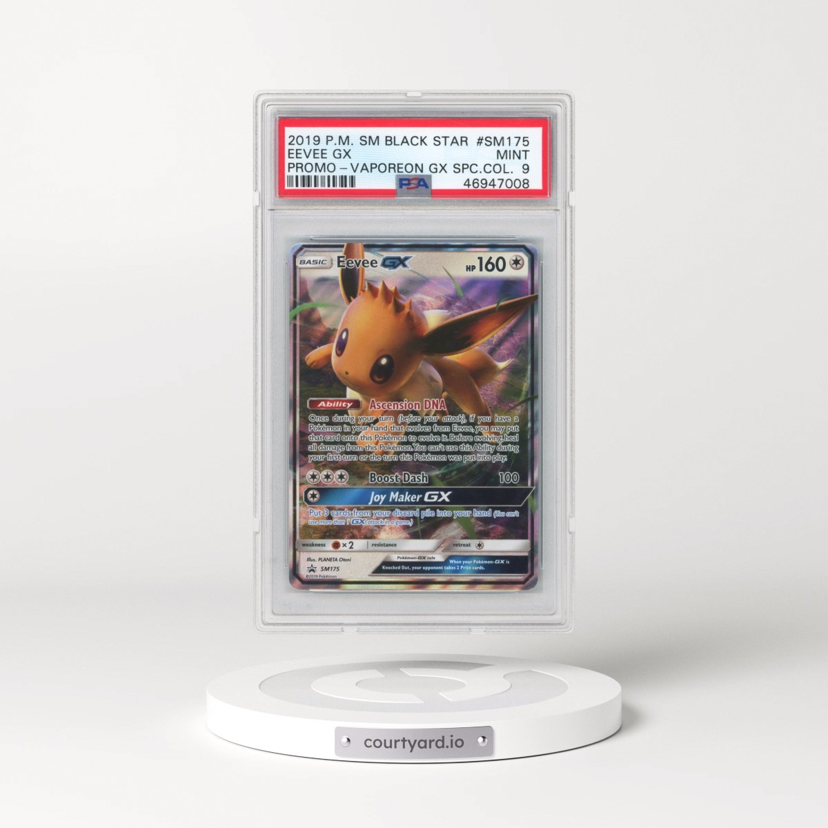 2019 Pokémon SM Black Star Promo #SM175 Eevee GX - Holo Vaporeon GX Special Collection (PSA 9 MINT)