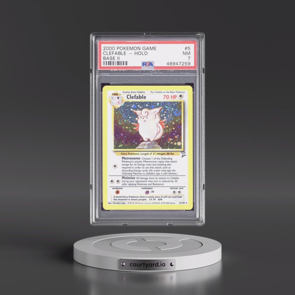 2000 Pokémon Game Base II #5 Clefable - Holo (PSA 7 NM)
