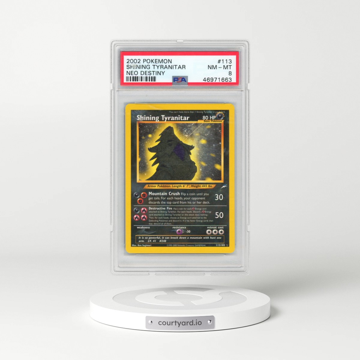 2002 Pokémon Neo Destiny #113 Shining Tyranitar - Holo (PSA 8 NM-MT)