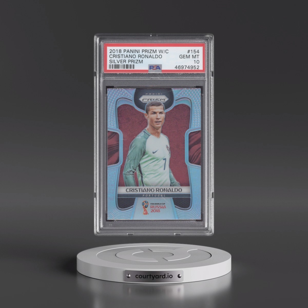 2018 Panini Prizm World Cup #154 Cristiano Ronaldo - Silver Prizm (PSA 10 GEM MINT)