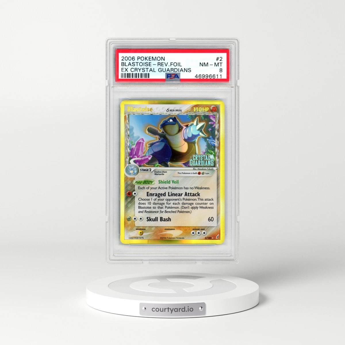2006 Pokémon EX Crystal Guardians #2 Blastoise - Reverse Foil (PSA 8 NM-MT)
