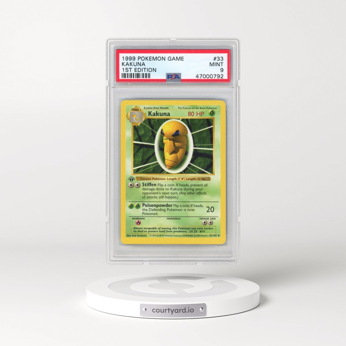 1999 Pokémon Game #33 Kakuna - 1st Edition (PSA 9 MINT)