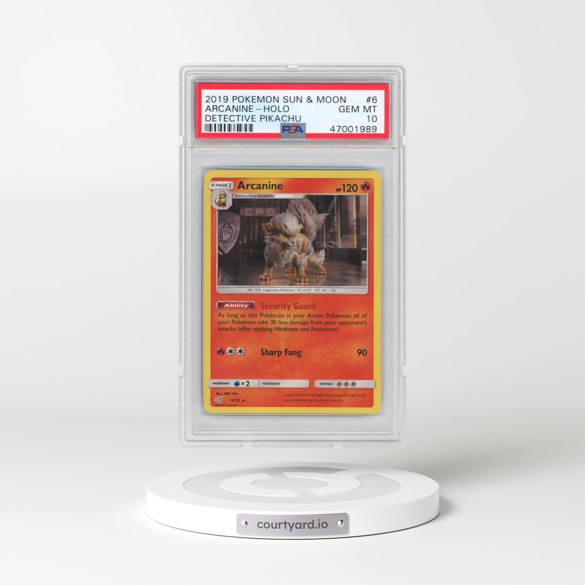2019 Pokémon Sun & Moon Detective Pikachu #6 Arcanine - Holo (PSA 10 GEM MINT)