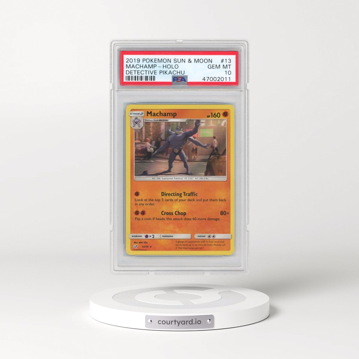2019 Pokémon Sun & Moon Detective Pikachu #13 Machamp - Holo (PSA 10 GEM MINT)
