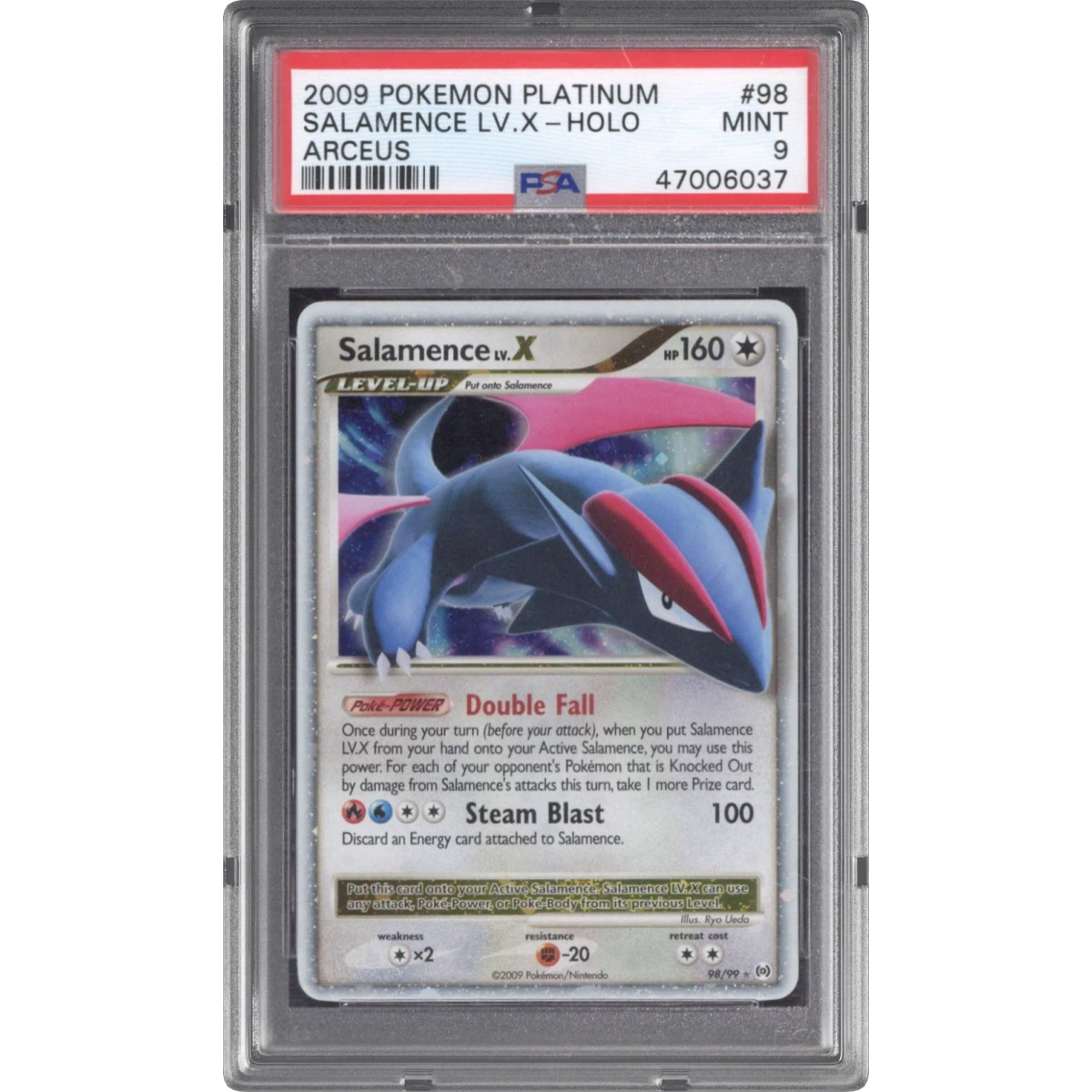 2009 Pokémon Platinum Arceus #98 Salamence LV.X - Holo (PSA 9 MINT)