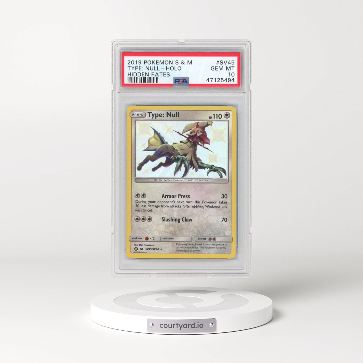 2019 Pokémon Sun & Moon Hidden Fates #SV45 Type: Null - Holo (PSA 10 GEM MINT)