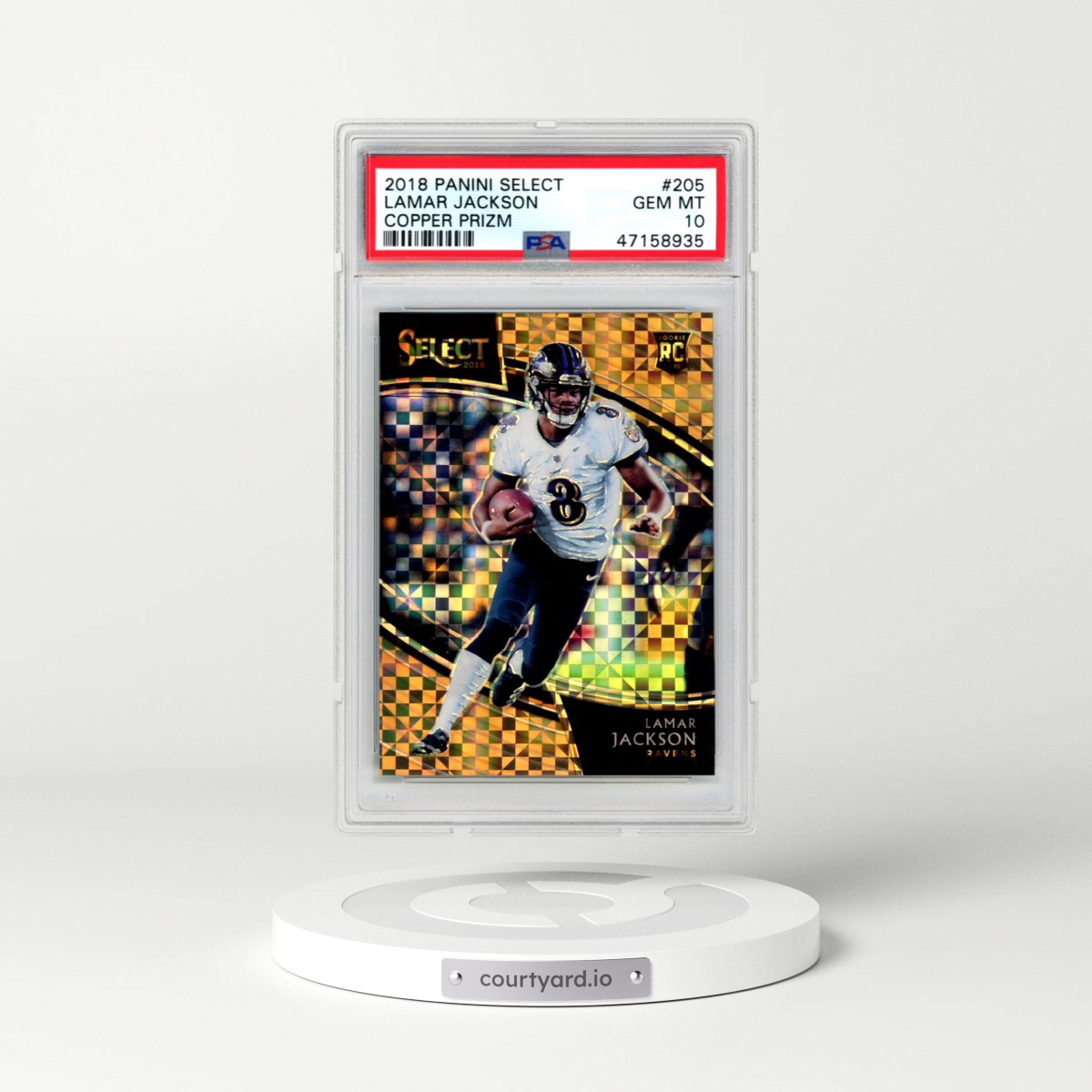 2018 Panini Select #205 Lamar Jackson - Copper Prizm (PSA 10 GEM MINT)