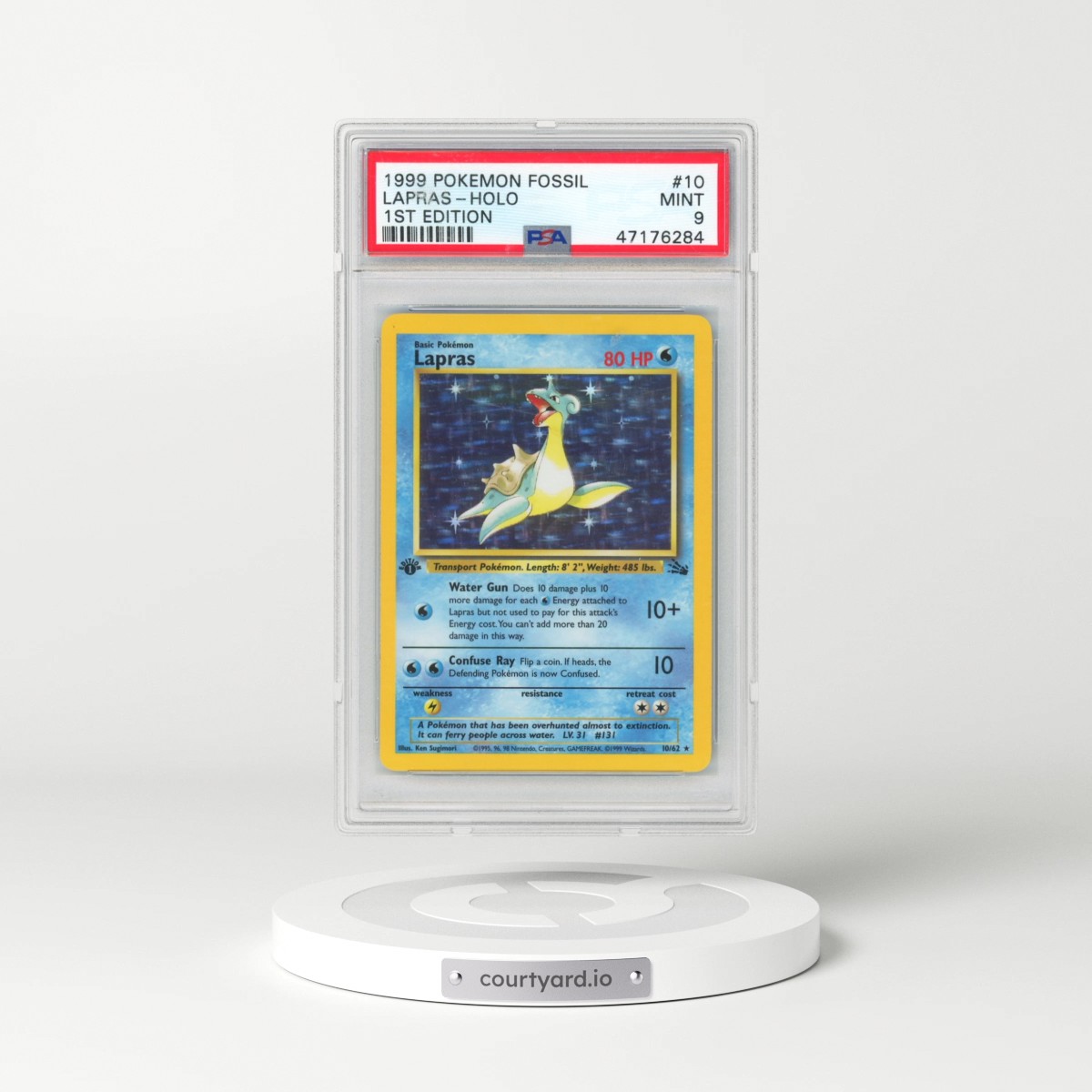1999 Pokémon Fossil #10 Lapras - 1st Edition Holo (PSA 9 MINT)