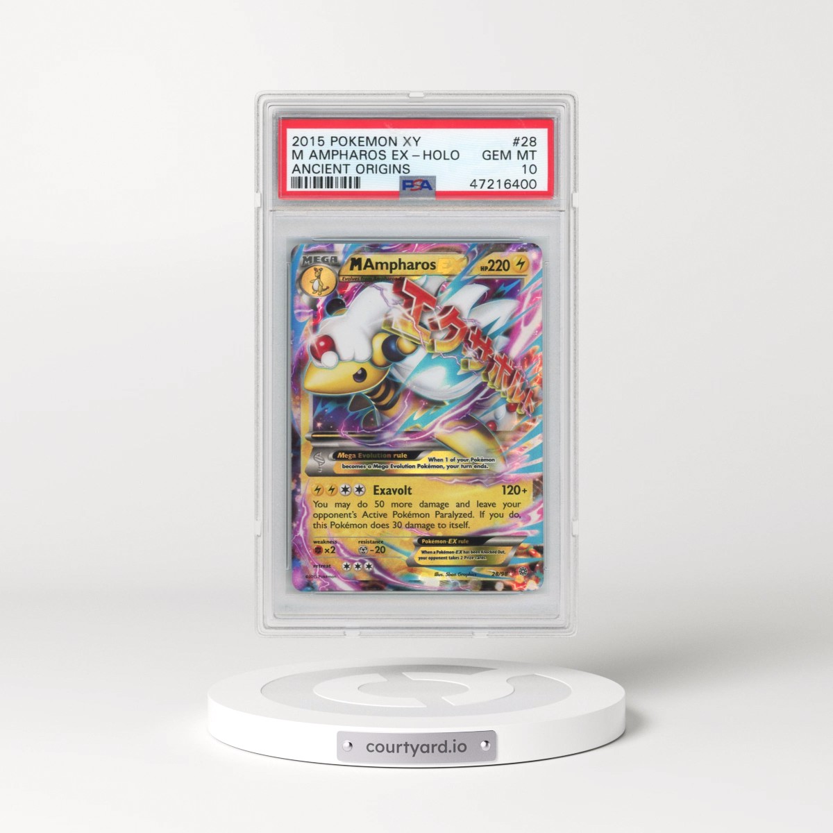 2015 Pokémon XY Ancient Origins #28 M Ampharos EX - Holo (PSA 10 GEM MINT)