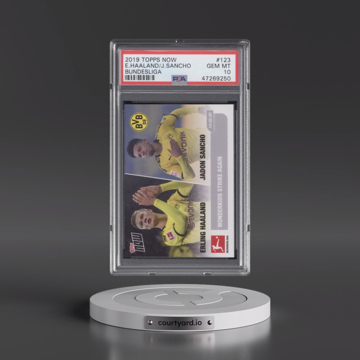 2019 Topps Now Bundesliga #123 Erling Haaland/Jadon Sancho (PSA 10 GEM MINT)