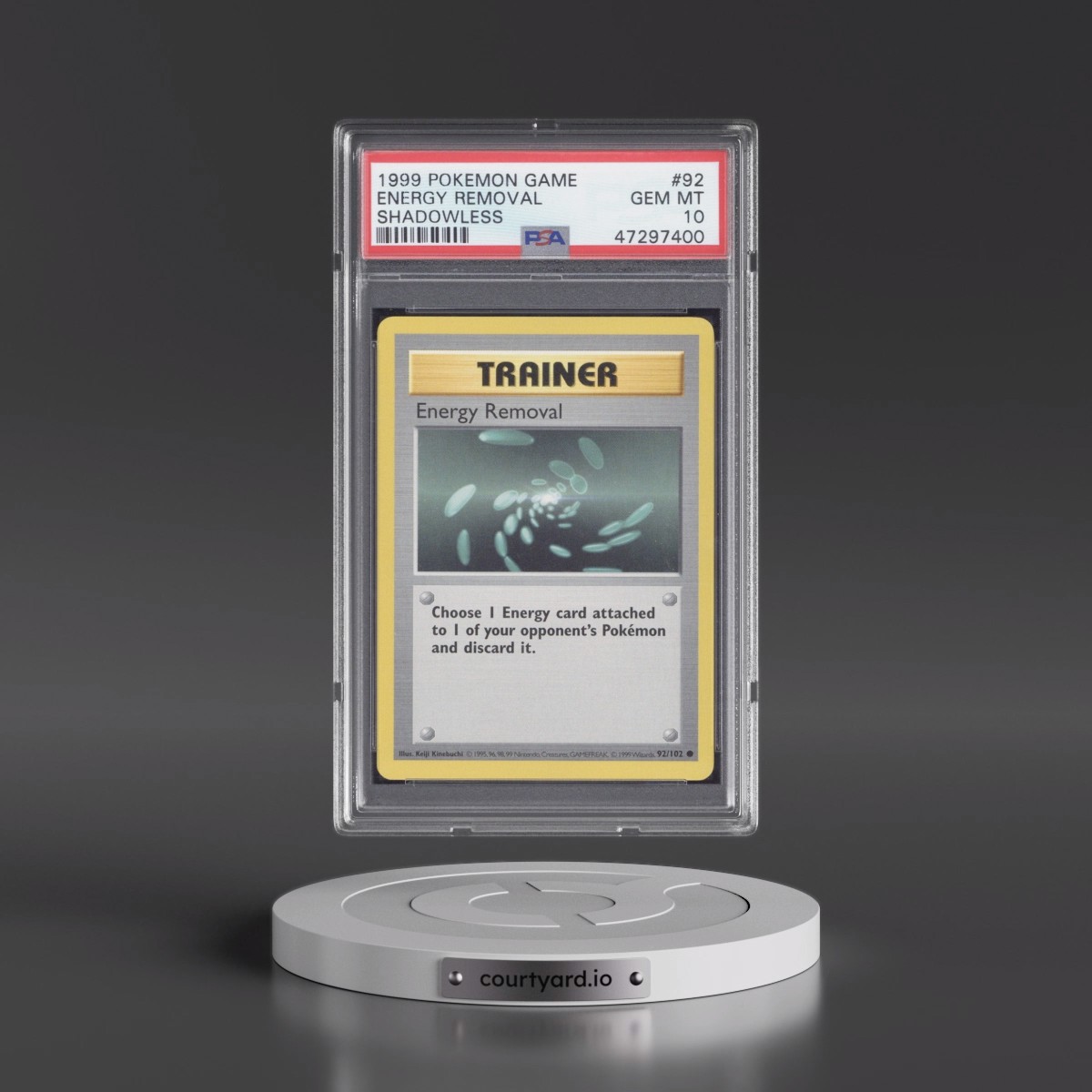 1999 Pokémon Game Energy Removal - Shadowless #92 PSA 10