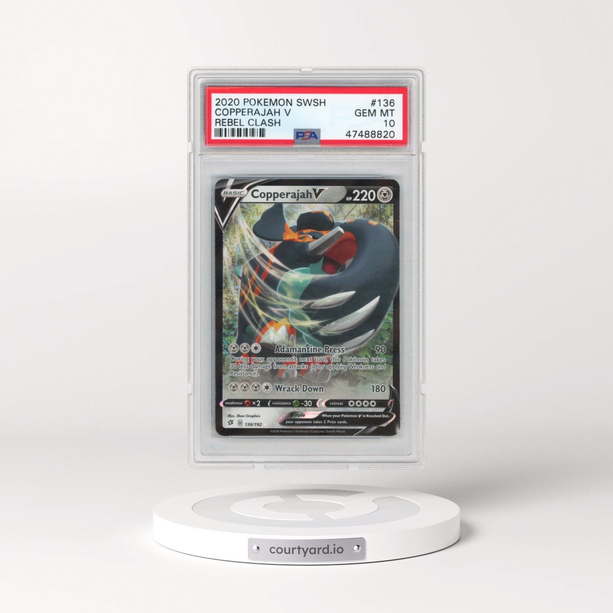 2020 Pokémon Sword & Shield Rebel Clash #136 Copperajah V - Holo (PSA 10 GEM MINT)